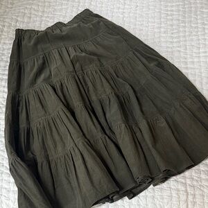 Mustard Seed Dark Green Tiered A-Line Skirt